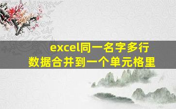 excel同一名字多行数据合并到一个单元格里