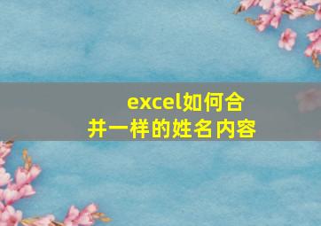 excel如何合并一样的姓名内容