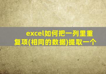 excel如何把一列里重复项(相同的数据)提取一个