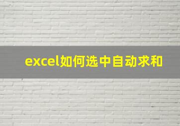 excel如何选中自动求和