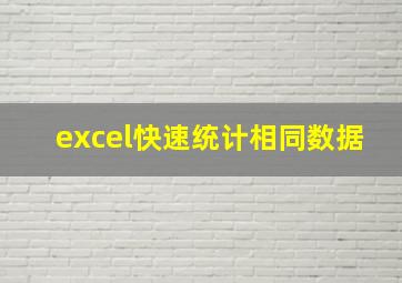 excel快速统计相同数据