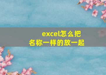 excel怎么把名称一样的放一起