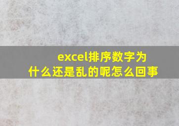 excel排序数字为什么还是乱的呢怎么回事