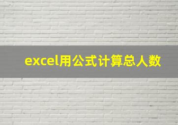 excel用公式计算总人数