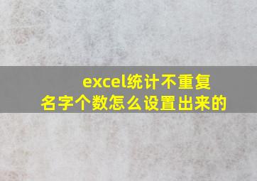 excel统计不重复名字个数怎么设置出来的