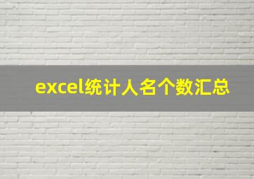 excel统计人名个数汇总