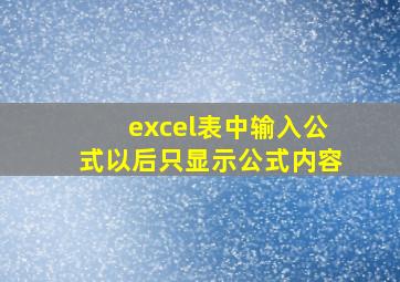 excel表中输入公式以后只显示公式内容