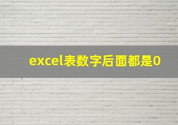 excel表数字后面都是0