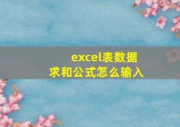 excel表数据求和公式怎么输入