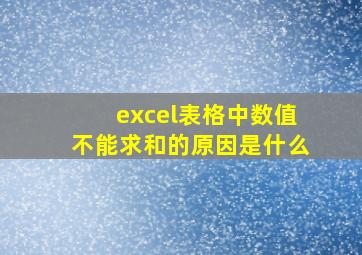 excel表格中数值不能求和的原因是什么