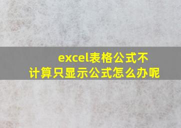 excel表格公式不计算只显示公式怎么办呢