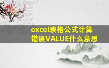 excel表格公式计算错误VALUE什么意思