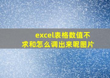 excel表格数值不求和怎么调出来呢图片