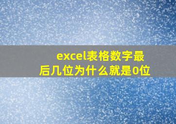 excel表格数字最后几位为什么就是0位