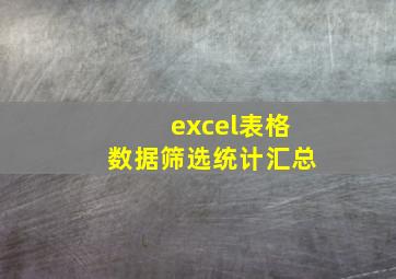 excel表格数据筛选统计汇总