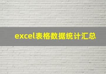 excel表格数据统计汇总