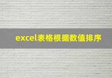 excel表格根据数值排序