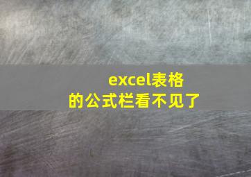 excel表格的公式栏看不见了