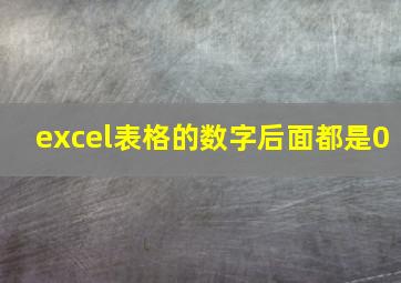 excel表格的数字后面都是0