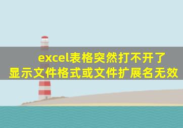 excel表格突然打不开了显示文件格式或文件扩展名无效