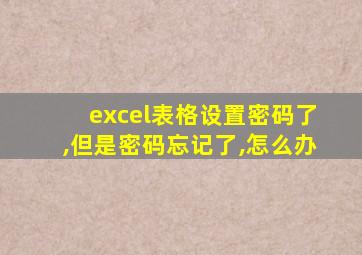 excel表格设置密码了,但是密码忘记了,怎么办