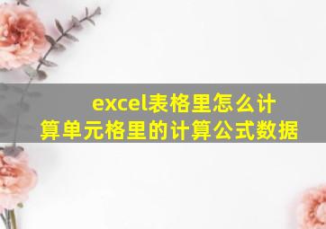 excel表格里怎么计算单元格里的计算公式数据