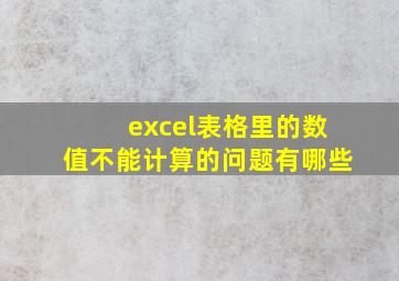 excel表格里的数值不能计算的问题有哪些