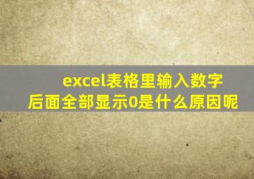 excel表格里输入数字后面全部显示0是什么原因呢