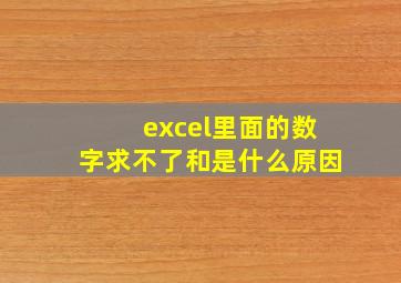 excel里面的数字求不了和是什么原因