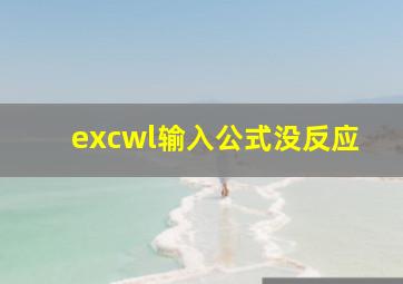 excwl输入公式没反应