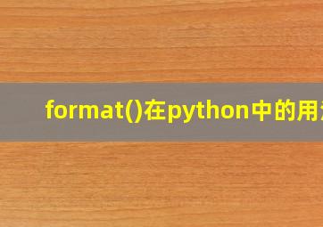 format()在python中的用法