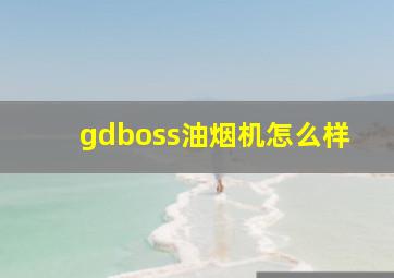 gdboss油烟机怎么样