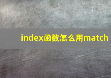 index函数怎么用match