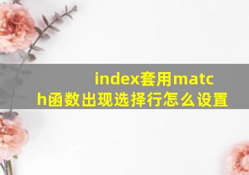 index套用match函数出现选择行怎么设置