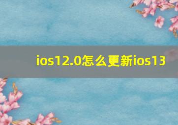 ios12.0怎么更新ios13