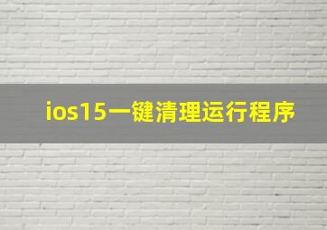 ios15一键清理运行程序