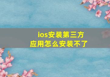 ios安装第三方应用怎么安装不了