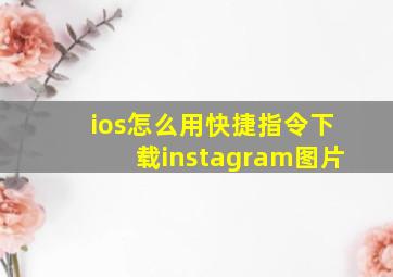 ios怎么用快捷指令下载instagram图片