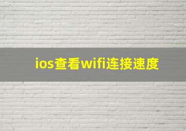 ios查看wifi连接速度