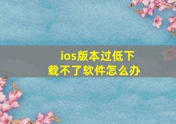 ios版本过低下载不了软件怎么办