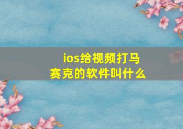 ios给视频打马赛克的软件叫什么