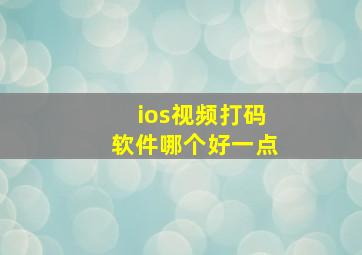 ios视频打码软件哪个好一点