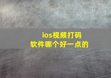 ios视频打码软件哪个好一点的