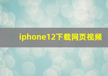 iphone12下载网页视频