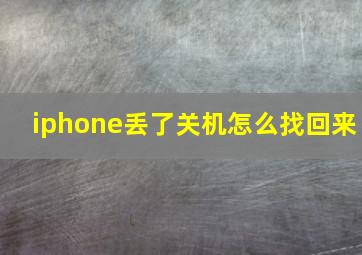 iphone丢了关机怎么找回来