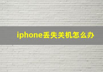 iphone丢失关机怎么办