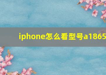 iphone怎么看型号a1865