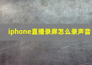 iphone直播录屏怎么录声音