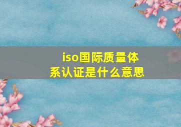 iso国际质量体系认证是什么意思