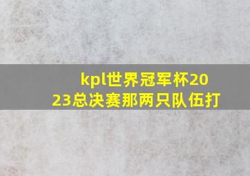 kpl世界冠军杯2023总决赛那两只队伍打